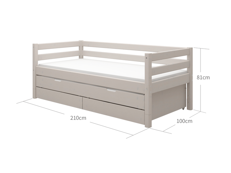 Daybed w. trundle 2 drws. 200x90 Grey W.              Line