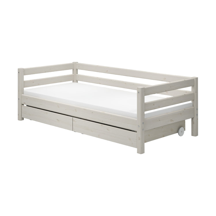 Single bed Slats Rails 2 drws. White 200x90             Line