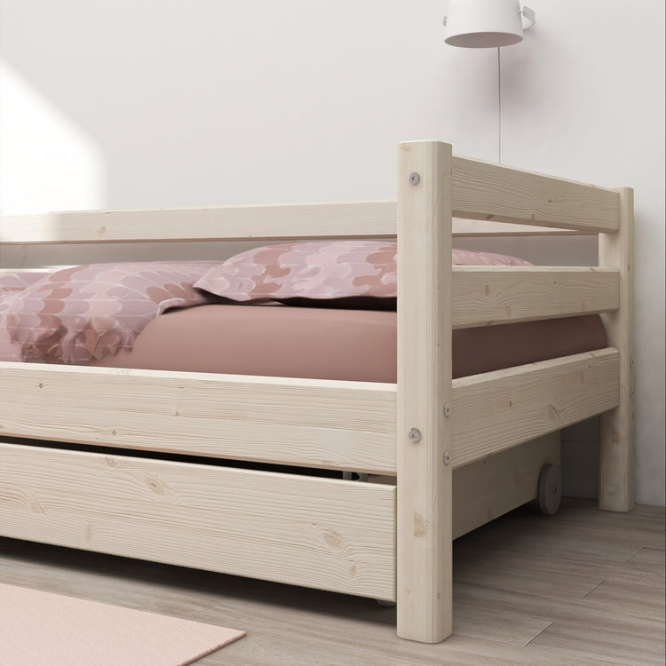 Single bed Slats Rails 2 drws. White 200x90             Line