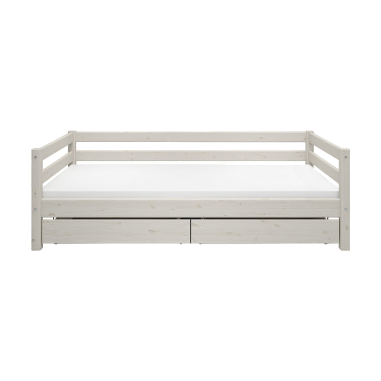 Single bed Slats Rails 2 drws. White 200x90             Line