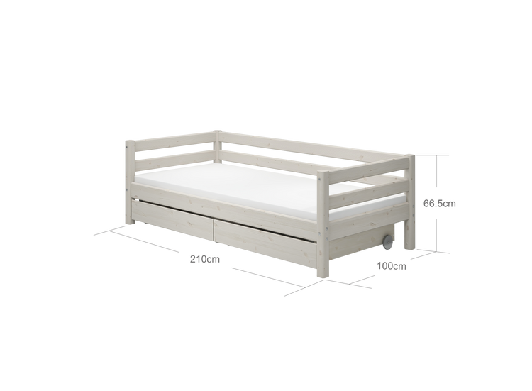 Single bed Slats Rails 2 drws. White 200x90             Line