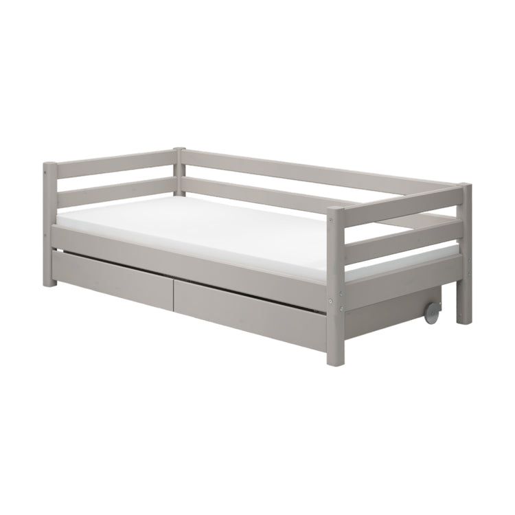 Single bed Slats Rails 2 drws. Grey W. 200x90           Line
