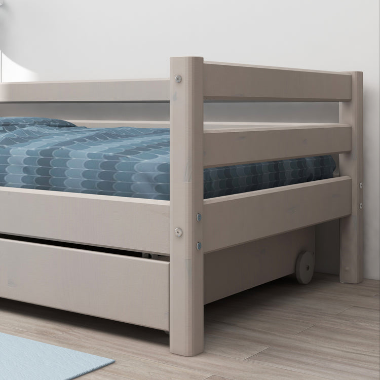 Single bed Slats Rails 2 drws. Grey W. 200x90           Line