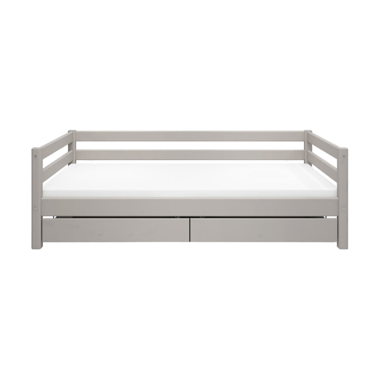Single bed Slats Rails 2 drws. Grey W. 200x90           Line