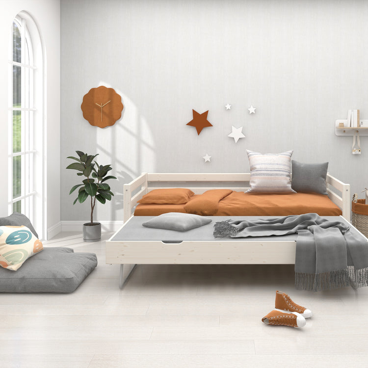 Single bed Slats Rails Guest bed White 200x90          Line