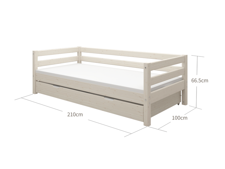 Single bed Slats Rails Guest bed White 200x90          Line