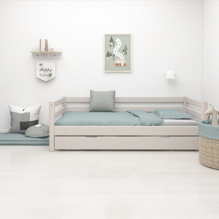 Single bed Slats Rails Guest bed Grey W. 200x90         Line
