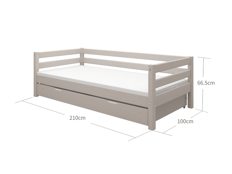Single bed Slats Rails Guest bed Grey W. 200x90         Line