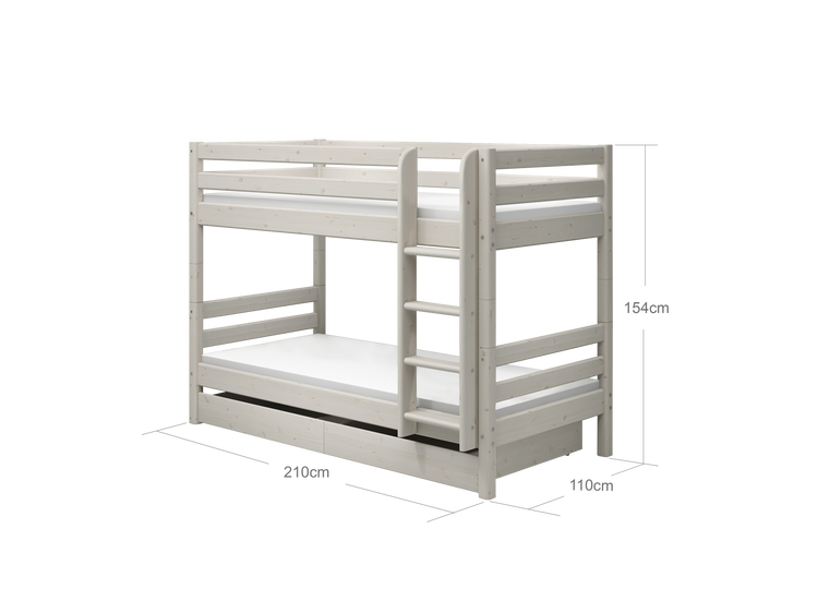 Bunk bed Str. Ladder + Drws. White 200x90               Line