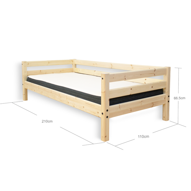 Single bed + safety rails back 200x90 Untr.