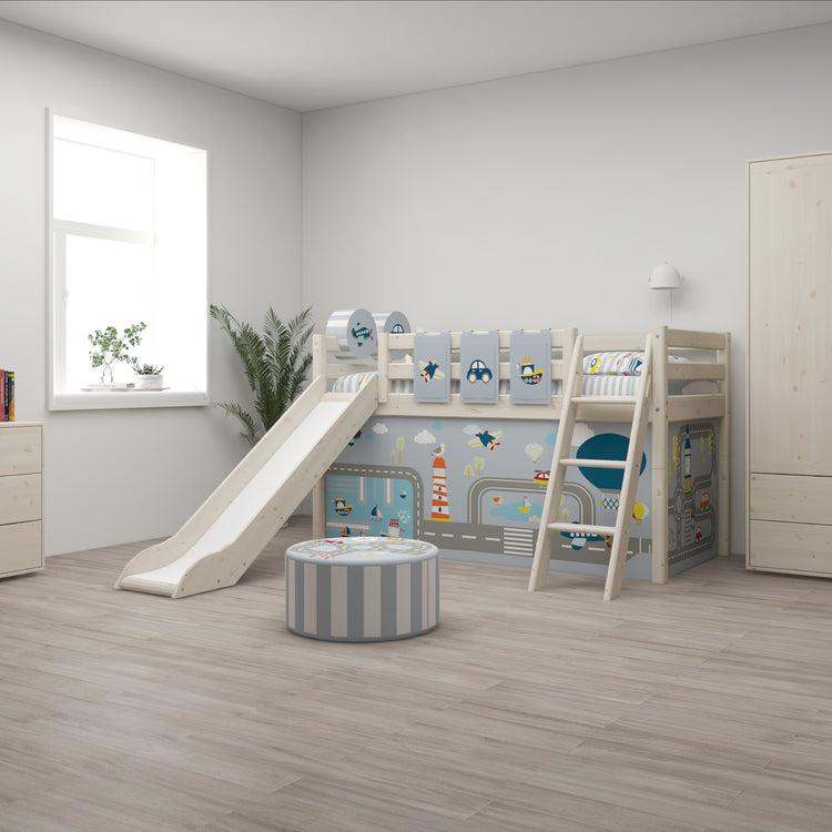 Midsleeper + slide Str.Ladder White 200x90              Line