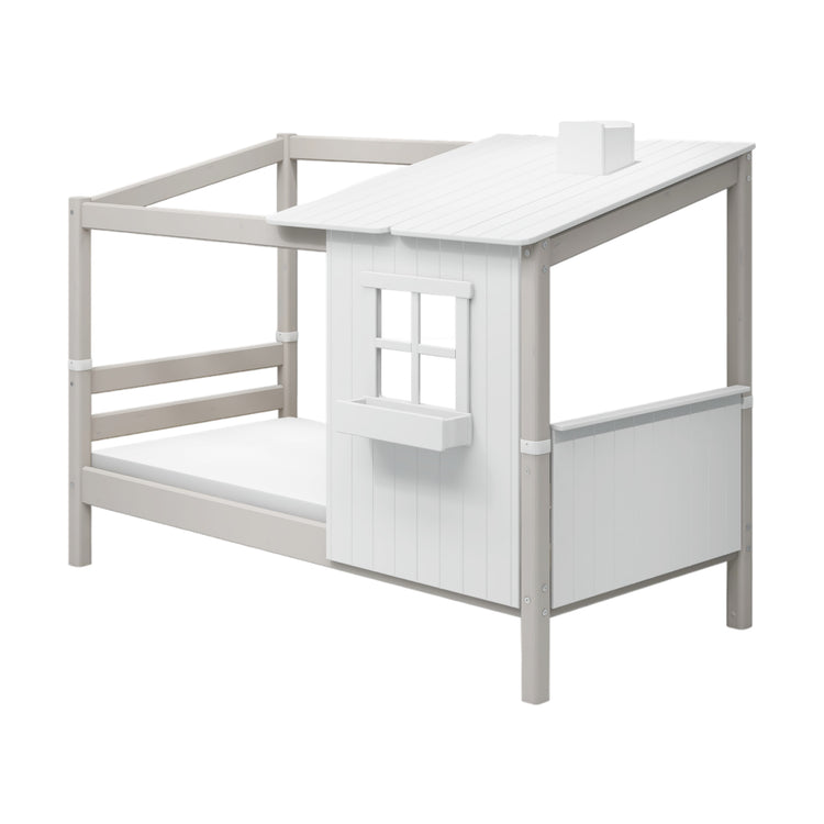 Single bed with 1/2 tree house Grey W./F.Wht. 200x90cm