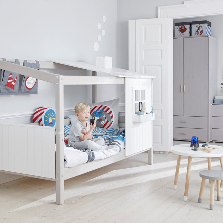 Single bed with 1/2 tree house Grey W./F.Wht. 200x90cm