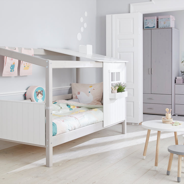 Single bed with 1/2 tree house Grey W./F.Wht. 200x90cm