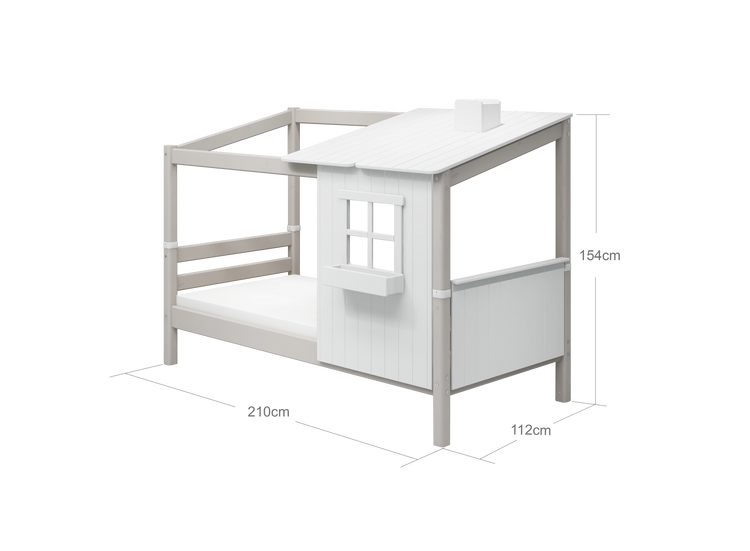Single bed with 1/2 tree house Grey W./F.Wht. 200x90cm
