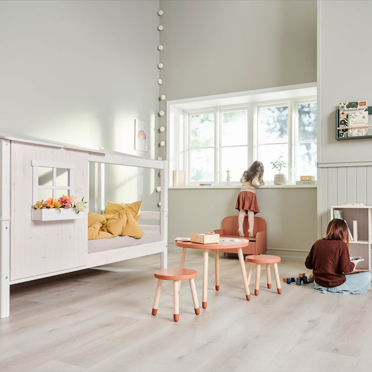 Single bed with 1/2 tree house White/F.Wht. 200x90cm