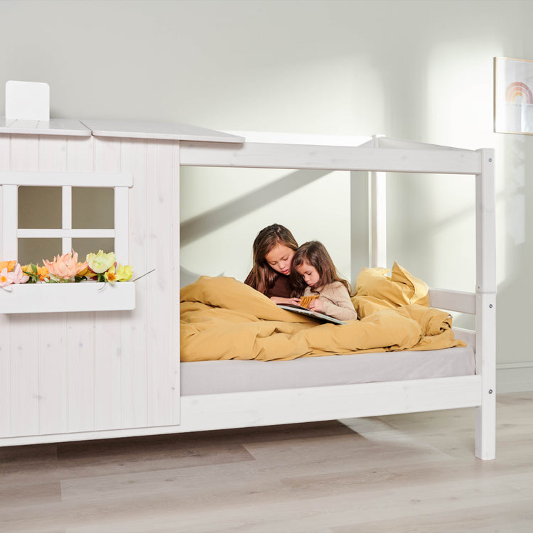 Single bed with 1/2 tree house White/F.Wht. 200x90cm