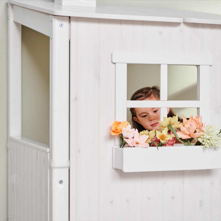 Single bed with 1/2 tree house White/F.Wht. 200x90cm
