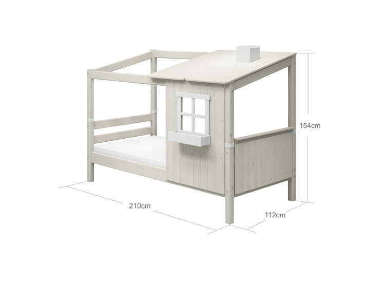 Single bed with 1/2 tree house White/F.Wht. 200x90cm