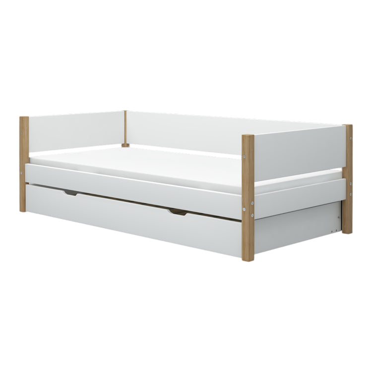 Daybed w/guest bed F.Wht. 200x90 Legs Oak Lacq.