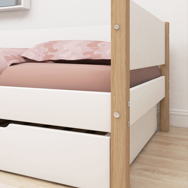 Daybed w/guest bed F.Wht. 200x90 Legs Oak Lacq.