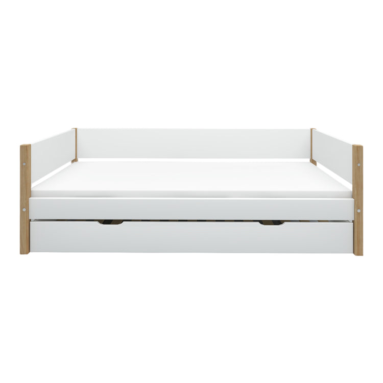 Daybed w/guest bed F.Wht. 200x90 Legs Oak Lacq.