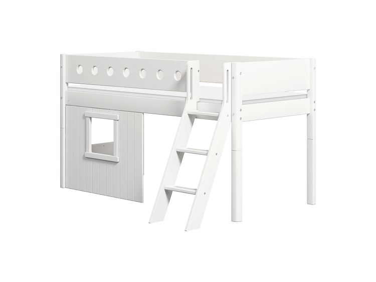 Mid sleeper WHITE 200x90 Sl. ladder & Tree hut White window