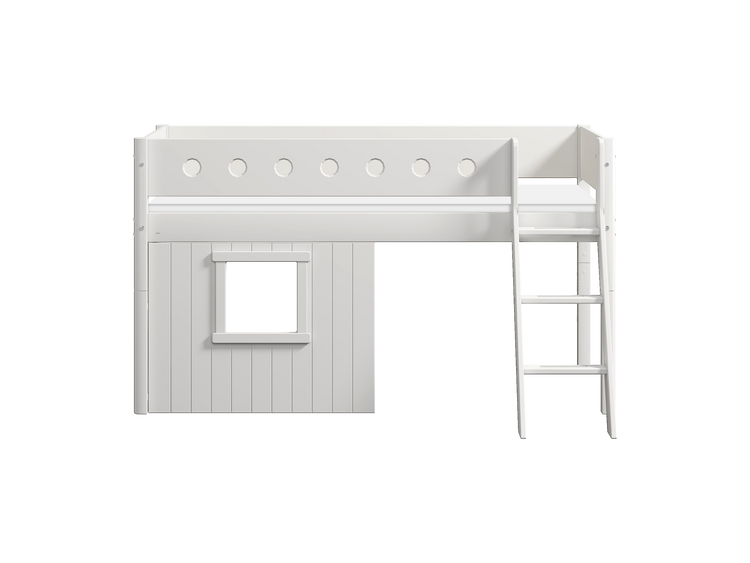 Mid sleeper WHITE 200x90 Sl. ladder & Tree hut White window