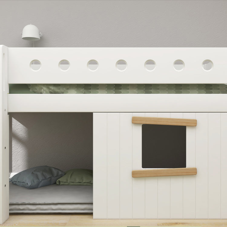Mid sleeper WHITE 200x90 Str. ladder & Tree hut White window