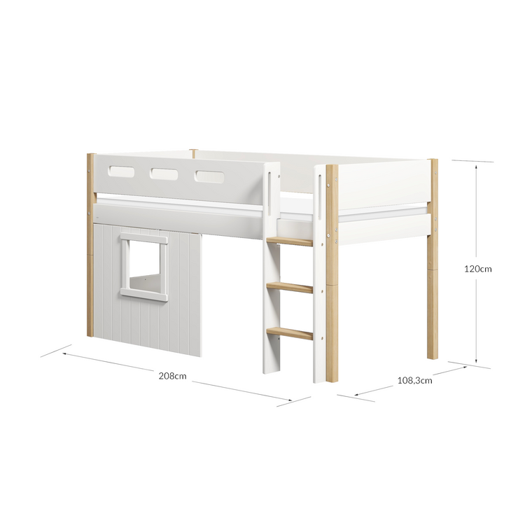 Mid sleeper NOR 200x90 Str. ladder & Tree hut White window