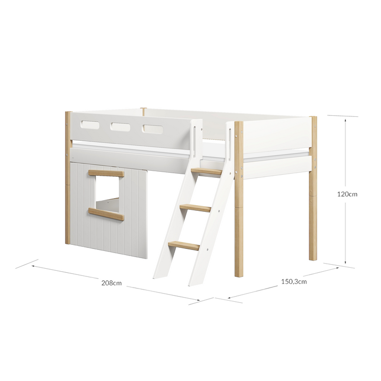 Mid sleeper NOR 200x90 Sl. ladder & Tree hut Oak window