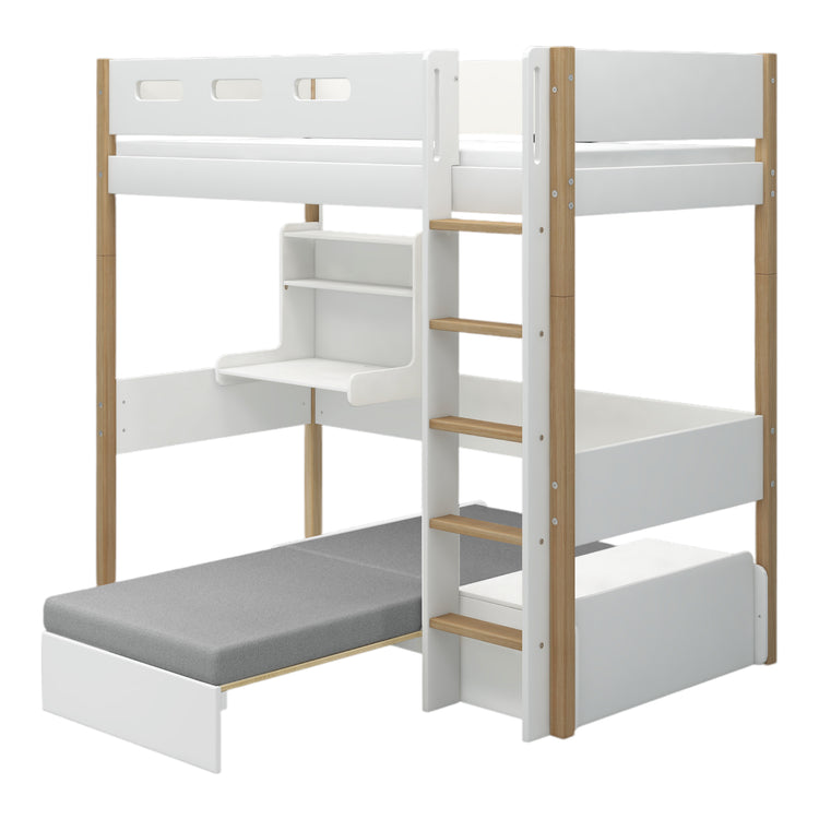 Highslp. Str. Ladder Legs Oak 200x90 Casa+Desk Rail F.Wht.