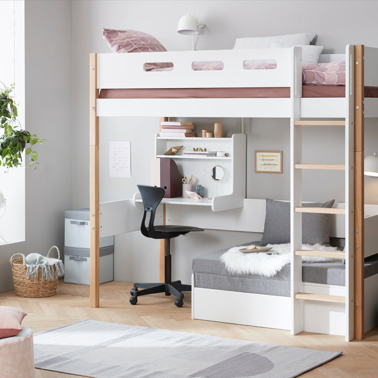Highslp. Str. Ladder Legs Oak 200x90 Casa+Desk Rail F.Wht.
