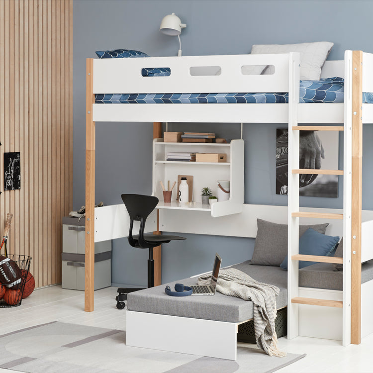 Highslp. Str. Ladder Legs Oak 200x90 Casa+Desk Rail F.Wht.