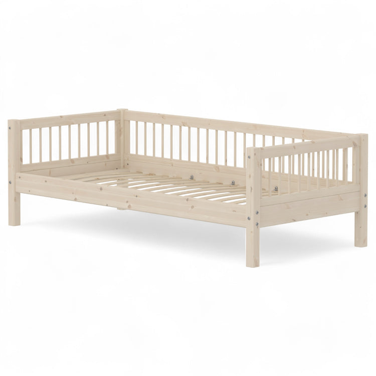 Single bed w. bars + safety w. bars back 200x90 White w.