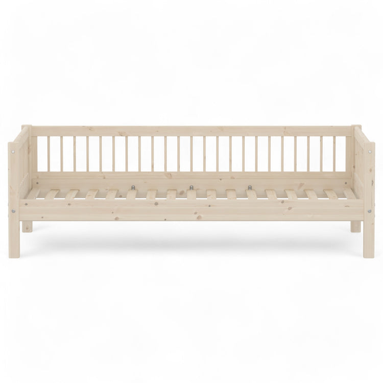 Single bed w. bars + safety w. bars back 200x90 White w.