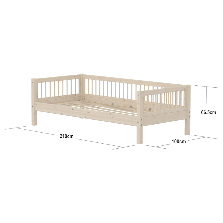 Single bed w. bars + safety w. bars back 200x90 White w.