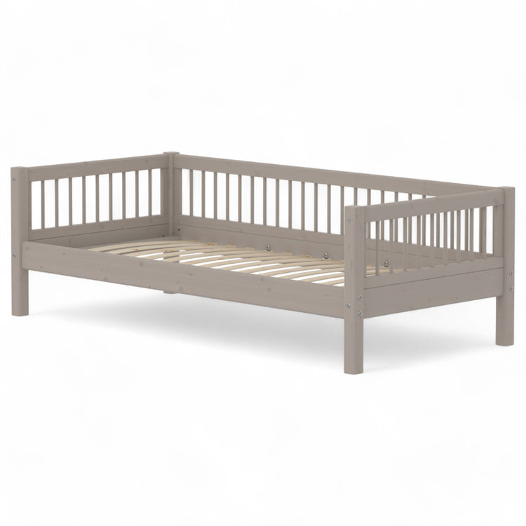 Single bed w. bars + safety w. bars back 200x90 Grey w.