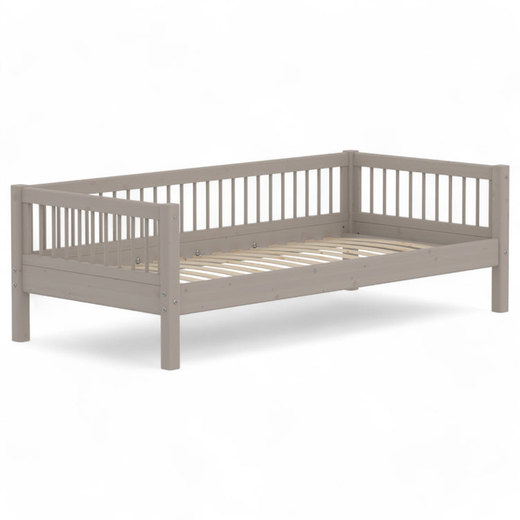 Single bed w. bars + safety w. bars back 200x90 Grey w.