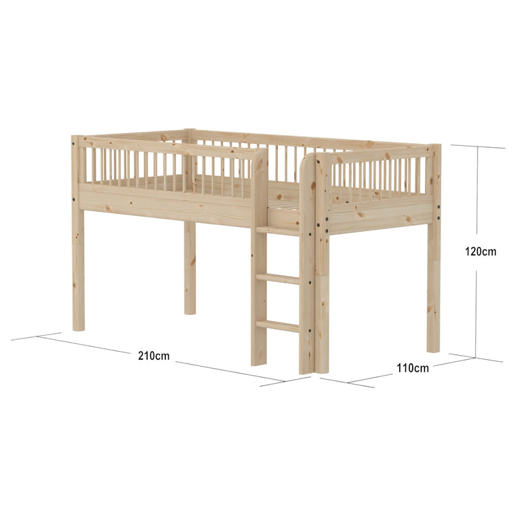 Midsleeper with w. Bars and Str. ladder Untr. 200x90