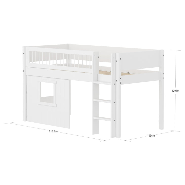 Mid sleeper WHITE crossbar Str. ladder & Tree hut Wht window