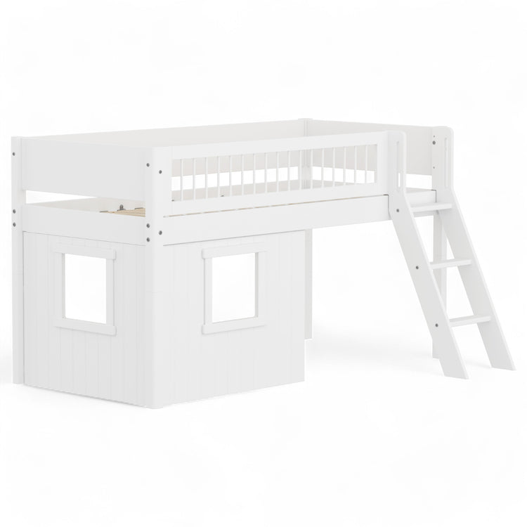 Mid sleeper WHITE crossbars Sl. ladder & Tree hut Wht window