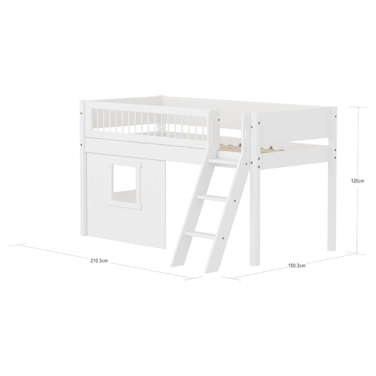 Mid sleeper WHITE crossbars Sl. ladder & Tree hut Wht window