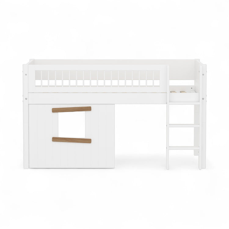 Mid sleeper WHITE Crossbar Str. ladder & Tree hut Oak window