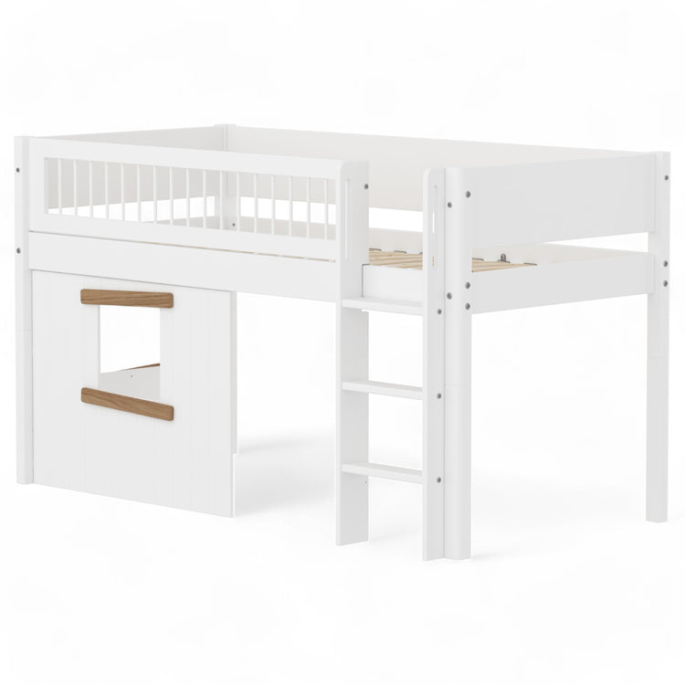 Mid sleeper WHITE Grooves Str. ladder & Tree hut Oak window
