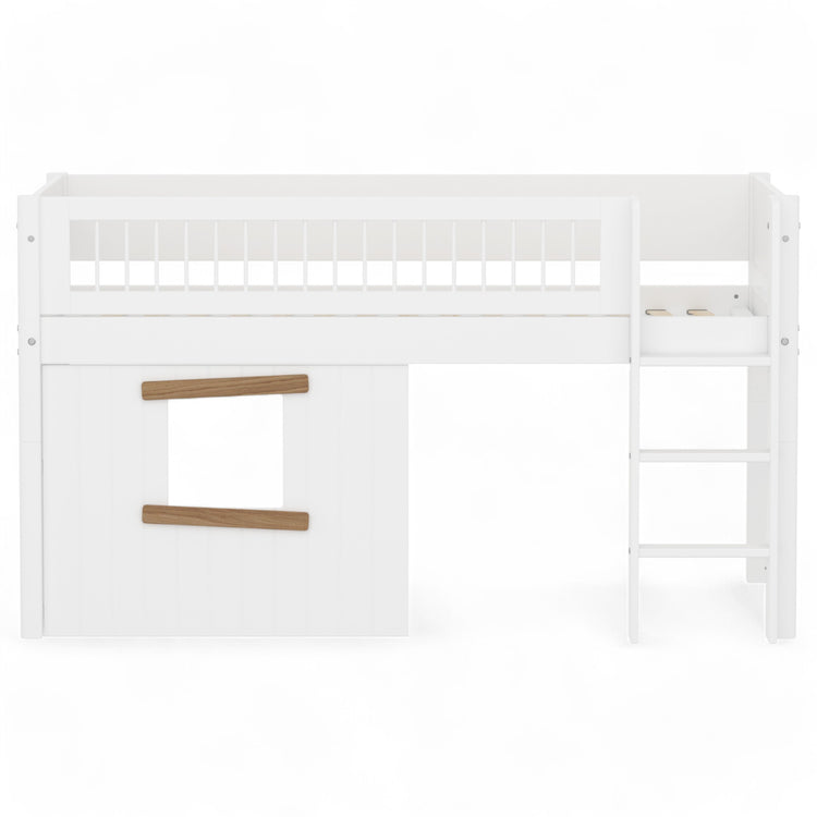Mid sleeper WHITE Grooves Str. ladder & Tree hut Oak window