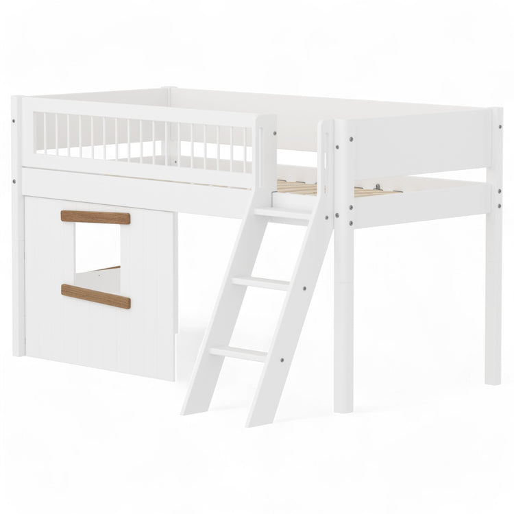 Mid sleeper WHITE Crossbars Sl. ladder & Tree hut Oak window