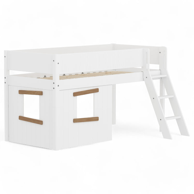 Mid sleeper WHITE Grooves Sl. ladder & Tree hut Oak window