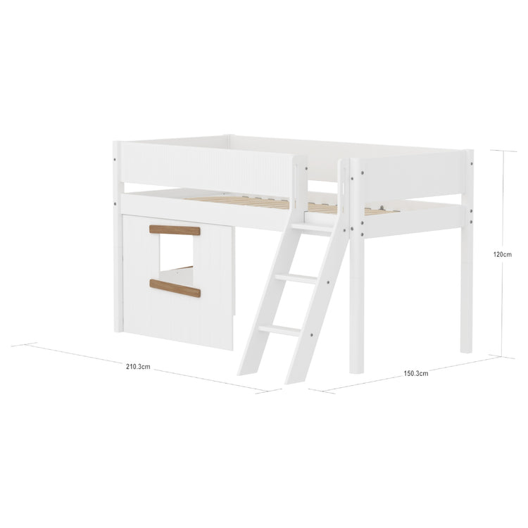 Mid sleeper WHITE Grooves Sl. ladder & Tree hut Oak window