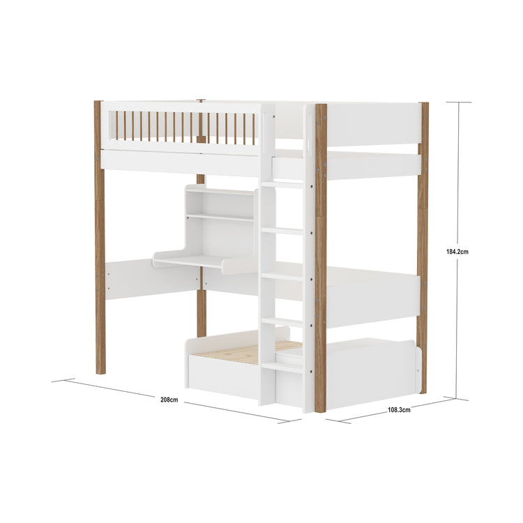 Highslp. Str. Ladder Legs Oak Crossbar Casa+Desk Rail F.Wht.